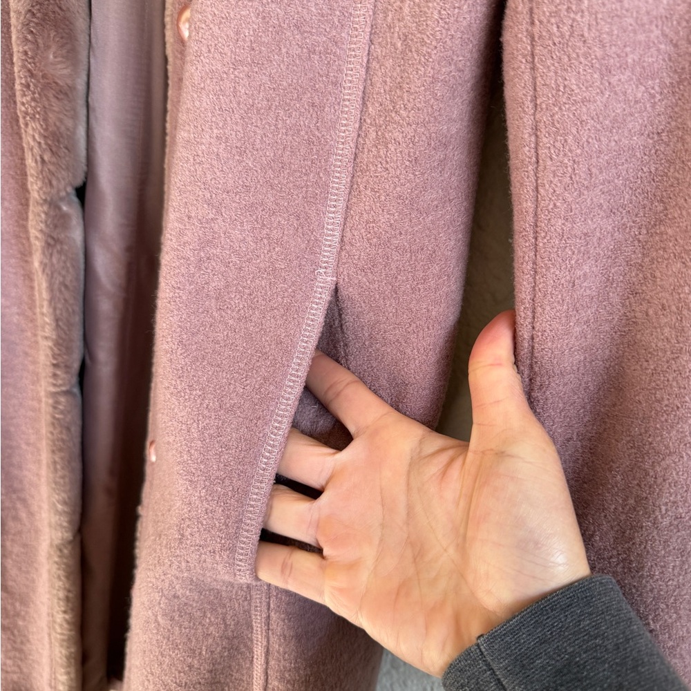 Vintage ARK Wool-Blend Women's Soft Pink Trench Coat-size M - Picture 5 of 11